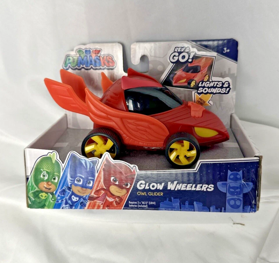 PJ Masks Glow Wheelers Red Owl Glider Toy Just Play Ages 3 Rev Set Go 2020