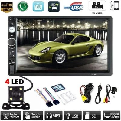7" Double 2 DIN Car MP5 Player Bluetooth Touch Screen Stereo Radio With Camera - Image 1 of 4