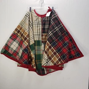 Falda Pottery Barn Tree Kirk Stewart Cuadros Retazos Acolchada Navidad 60" NUEVA - Imagen 1 de 9