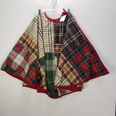 Pottery Barn Tree Skirt Kirk Stewart Plaid Patchwork Quilted Christmas 60" NEW - Image 1 of 4