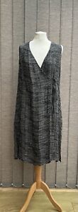 Eileen Fisher Longline Wrap Cardigan Linen Knit Size Small Long Charcoal Grey