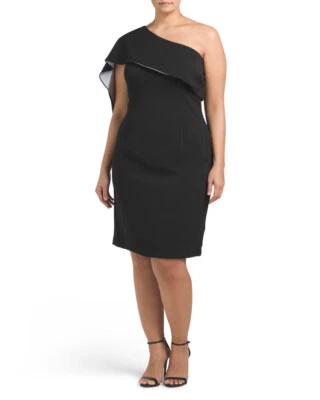 Vestido en cascada CARMEN MARC VALVO Plus de un hombro (talla 24W) Foto 1 de 2