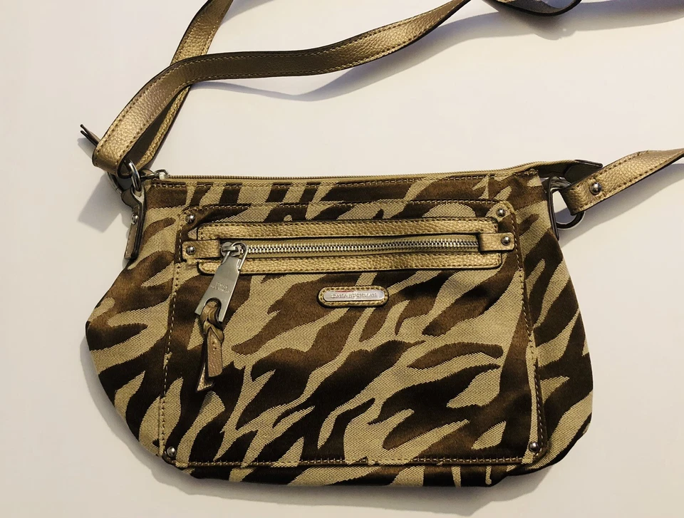 Dana Buchman Brown Zebra Striped Purse Crossbody Shoulder Bag 9724GS2D - Image 1 of 4