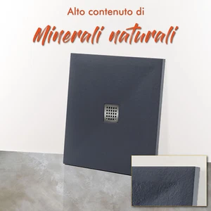PIATTO DOCCIA SLIM CM 80x80 MARMO RESINA PIETRA QUADRATO ANTRACITE BOX BUGNATO - Foto 1 di 3