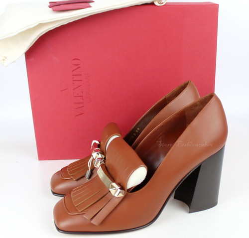 NUOVA scarpa décolleté in pelle Rockstud con frange Valentino Garavani Runway EUR 37 $1065