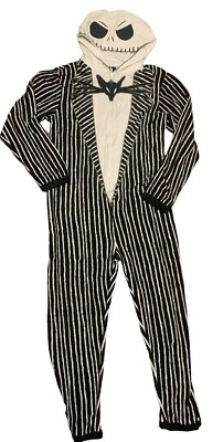 Nightmare Before Christmas Size L Jack Skellington Pjs One Piece Costume READ - Image 1 of 4