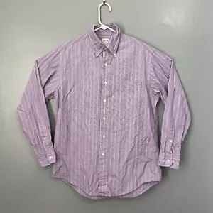 Camisa Polo Brooks Brothers Original Para Hombre Mediana Púrpura Algodón Iglesia Abotonada - Imagen 1 de 11