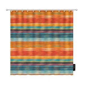 Colorful Stripes Shower Curtain Abstract Rainbow Hispanic Color Bright Folk C... - Picture 1 of 5