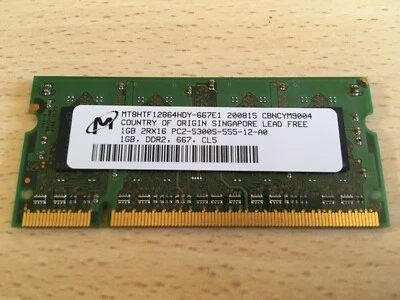 1 Pezzo MT8HTF12864HDY-667E1 - Micron Tecnologia - Modulo Memoria 200Pin 1GB - Immagine 1 di 3