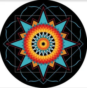 Native American Indian Silk Touch Star Black Round Throw Blanket Southwest   - Picture 1 of 5