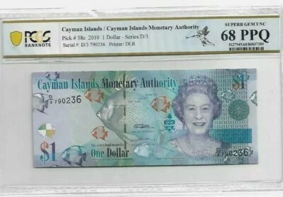 2010 Cayman Islands 1 Dollar PCGS68 PPQ SUPERB GEM UNC {P-38c} - Image 1 of 2