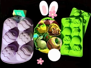 4 Stck. Menge 3D Eier & Ostern Silikon Süßigkeiten Formen plus Ostern Form Keksausstecher - Bild 1 von 4