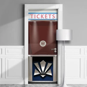Home Theater Room, Cinema Ticket Booth Door Sticker Mural, Wrap, Peel'n'Stick - Picture 1 of 19