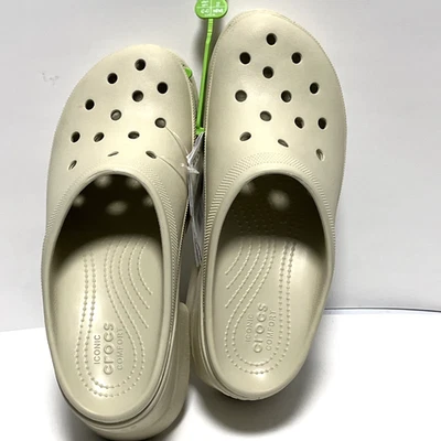 Zuecos Crocs Siren Plataforma Tacón Alto Beige Hueso Talla M9/W11 Foto 1 de 4