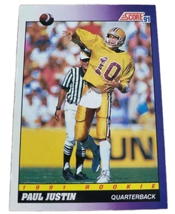 1991 Score #566 Paul Justin Rookie Arizona State Sun Devils Football Card (O6 - Picture 1 of 2