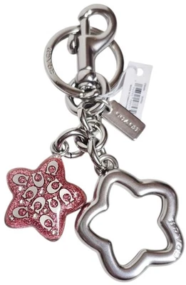 Coach Star Bolso Dije Llavero Plata Rosa Pétalo Brillo Multi CW489 Nuevo con Etiqueta Foto 1 de 4