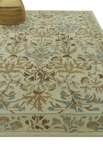 Traditional Floral Brown And Beige Hand Tufted 8x10 ft Bedroom Wool Area Rug - Picture 1 of 10