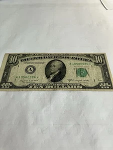 1950-C $10 US Federal Reserve Note Ten Dollar Boston Star - Picture 1 of 4