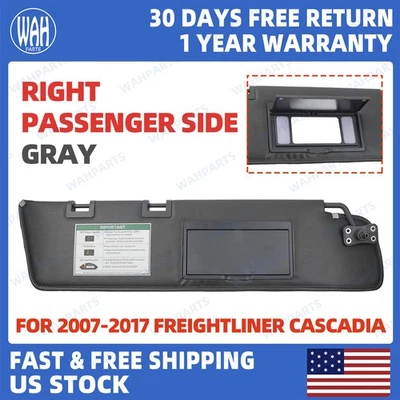 for 2007-2017 Freightliner Cascadia Right Passenger Side Gray Sun Visor w/o Wire - Image 1 of 4