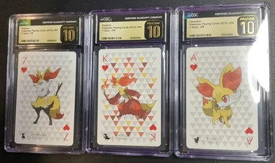 Set Of Three Pokémon Playing Cards-Braixen, Delphox, And Fennekin-All CGC 10 - Image 1 of 4