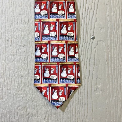 Corbata John Ashford Seda Tema Navidad Hombres Muñecos de Nieve Rojo/Blanco 57" x 3.75" Foto 1 de 4