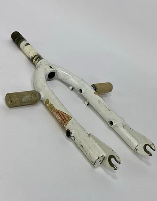 Vintage Traker Freestyle Forks 1980s Old School BMX Freestyle White Spinner Pegs - Image 1 of 4