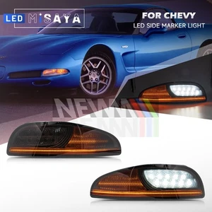 Black Dynamic LED Front Turn Signal DRL Parking Lamp For 97-04 Chevy Corvette C5 - Picture 1 of 13