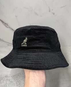 Kangol Cord Fischerhut schwarz Medium Cord gesticktes Logo Neu mit Etikett - Bild 1 von 7