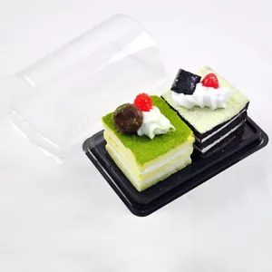 Set of 50 Rectangle Swiss Roll Cake Dessert Take-Out Containers with Round Dome - Picture 1 of 5