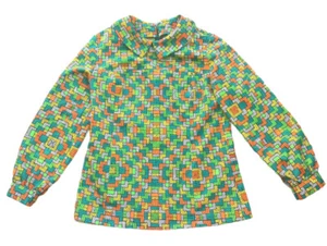 Vintage Shirt Womens 70 - 90s Possibly Handmade Geometric Collar Long Sleeve - Picture 1 of 7