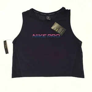 Women's Nike Pro Dri-Fit Slim Fit Running Train Tank Top XL Activewear Black NWT - Picture 1 of 8