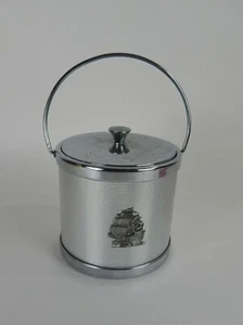 Vintage Chrome Ice Bucket Nautical Theme Ship Emblem - Picture 1 of 9