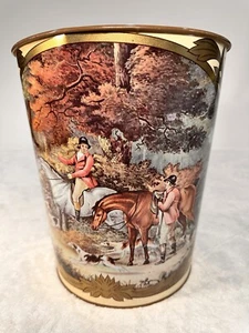 Horse Equestrian Fox Hunt Tapestry Design Vintage Waste Basket for Office Decor - Picture 1 of 8