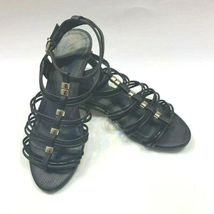 ALDO women’s black/gold strappy sandals size 6 mirrored heel perowned. - Picture 1 of 12