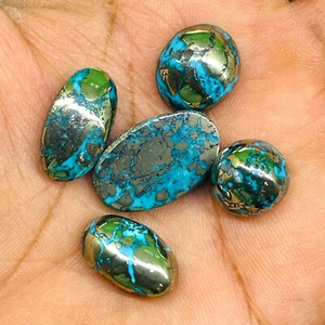 5 Pcs Natural Turquoise 12-23mm Loose Cabochon Untreated Gemstones 86.70 Cts - Picture 1 of 7