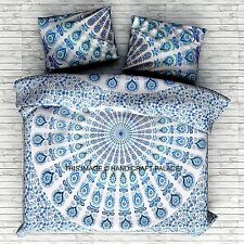 Indien Peacock Mandala Bed Sheet Bedding Set Bohemian Voile Queen Tapestry Throw
