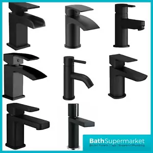 Black Basin Sink Square Mono Faucet Tap Lever Modern Bathroom Matt Brass  - Picture 1 of 27