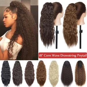 100% Thick Afro Kinky Curl Ponytail Drawstring Clip in Hair Extensions Pony tail - Picture 1 of 17