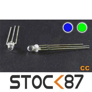 747# LED 3mm cathode commune 2 couleurs Bleu et Vert - blue green bicolor LED - Imagen 1 de 1