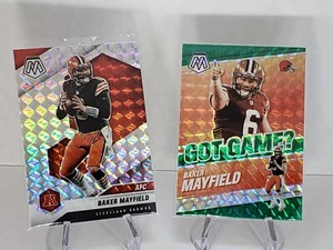 BAKER MAYFIELD Mosaic 2 Card Silver Mosaic Mosaic  + Got Game? Green Mosaic - Picture 1 of 4