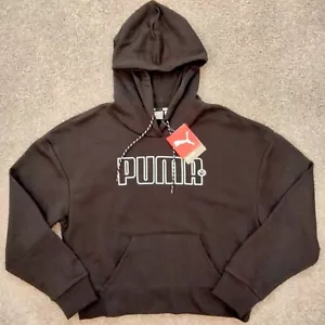 NWT Sz S Women's PUMA French Terry Rebel Hoodie Sweatshirt In Black - Picture 1 of 9