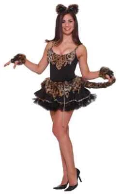 Feline Fantasy Leopard Wild Cat Cheetah Fancy Dress Halloween Sexy Adult Costume - Image 1 of 2
