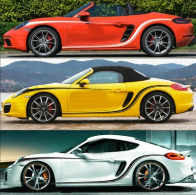 Custom Car Side Sticker Kit For Porsche 718 Boxster Waist Line Stripe Decals - Image 1 of 4