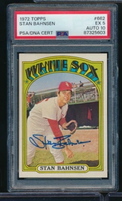 1972 Topps #662 Stan Bahnsen high # PSA 5 signed auto PSA/DNA 10 highest crisp - Image 1 of 2