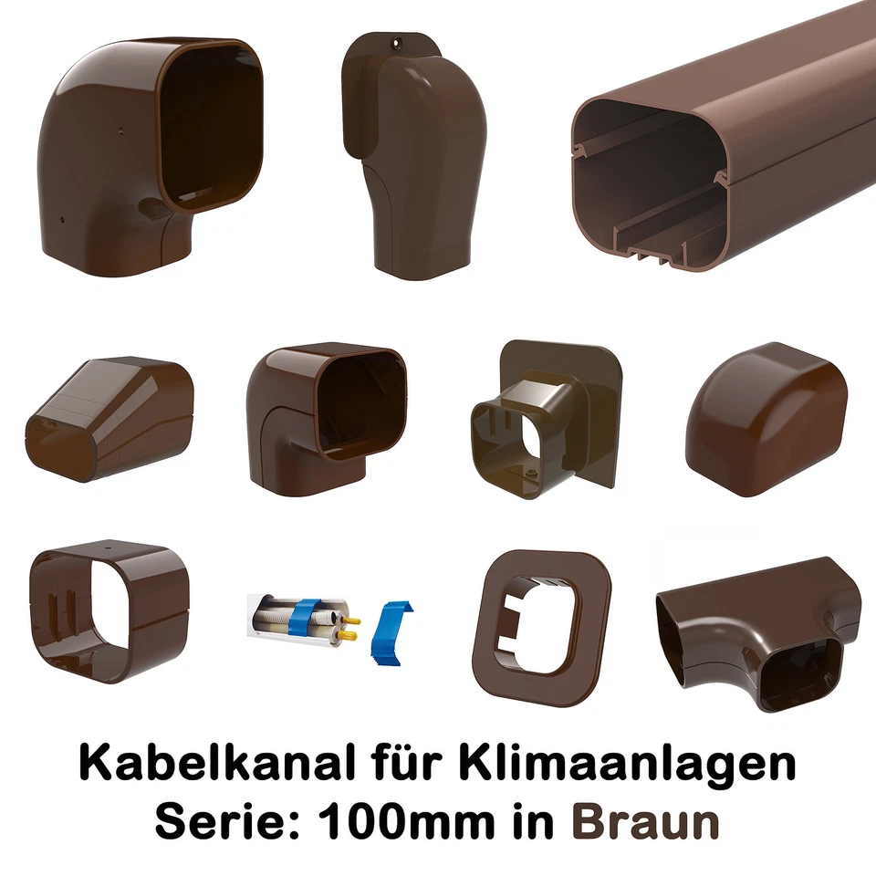ATLANTIS KLIMAZUBEHÖR Klimaanlagen Kabelkanal braun Serie T100 100mm auch für Wärmepumpe Kupferrohr