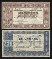 Néerlandais - Vieux 1 & 2 1/2 Gulden Billets - 1938 - P61 & P62 - Distribué