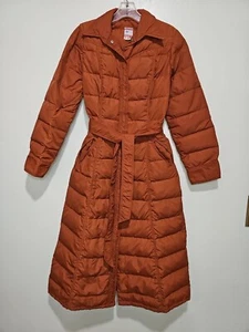 Vintage Frostline Kit Gänsedaunen lange gefütterte Jacke Mantel rost/orange USA Damen SM - Bild 1 von 11