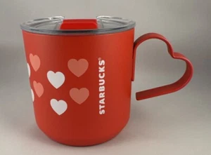 Taza Starbucks Japón Día de San Valentín Corazón Acero Inoxidable NUEVA 12 fl oz Roja - Imagen 1 de 10