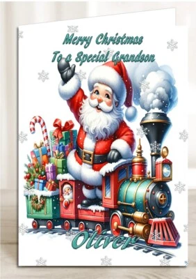 Personalised Christmas Card Santa Son Daughter Grandson Granddaughter Niece - Image 1 of 2