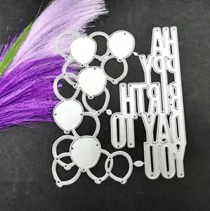 Balloon Birthday Metal Cutting Stencil for Paper Card Scrapbooking Dies UK - Picture 1 of 3